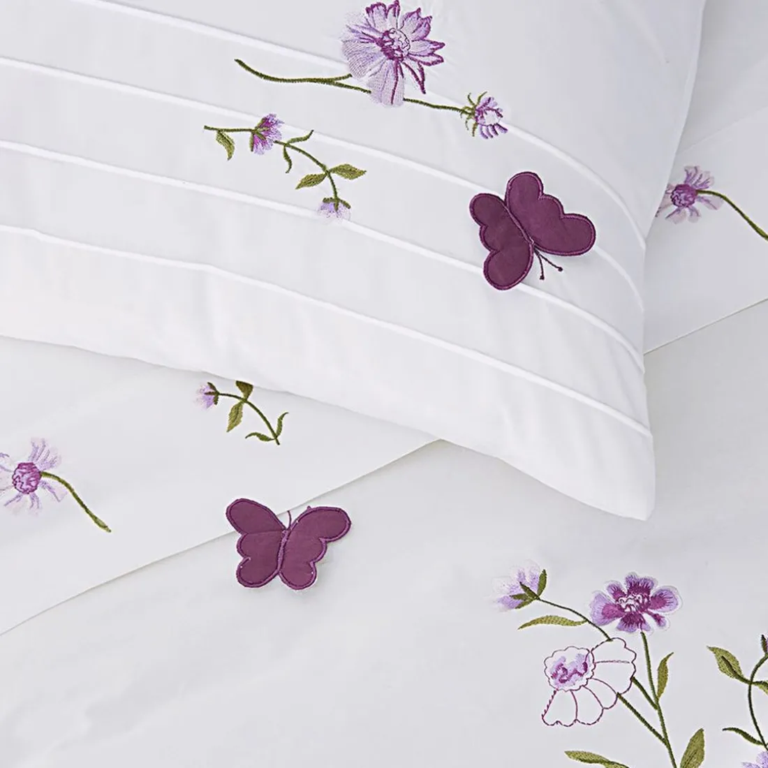 Taie d'oreiller sac brodée en coton percale DR.LORENZA - Blanc