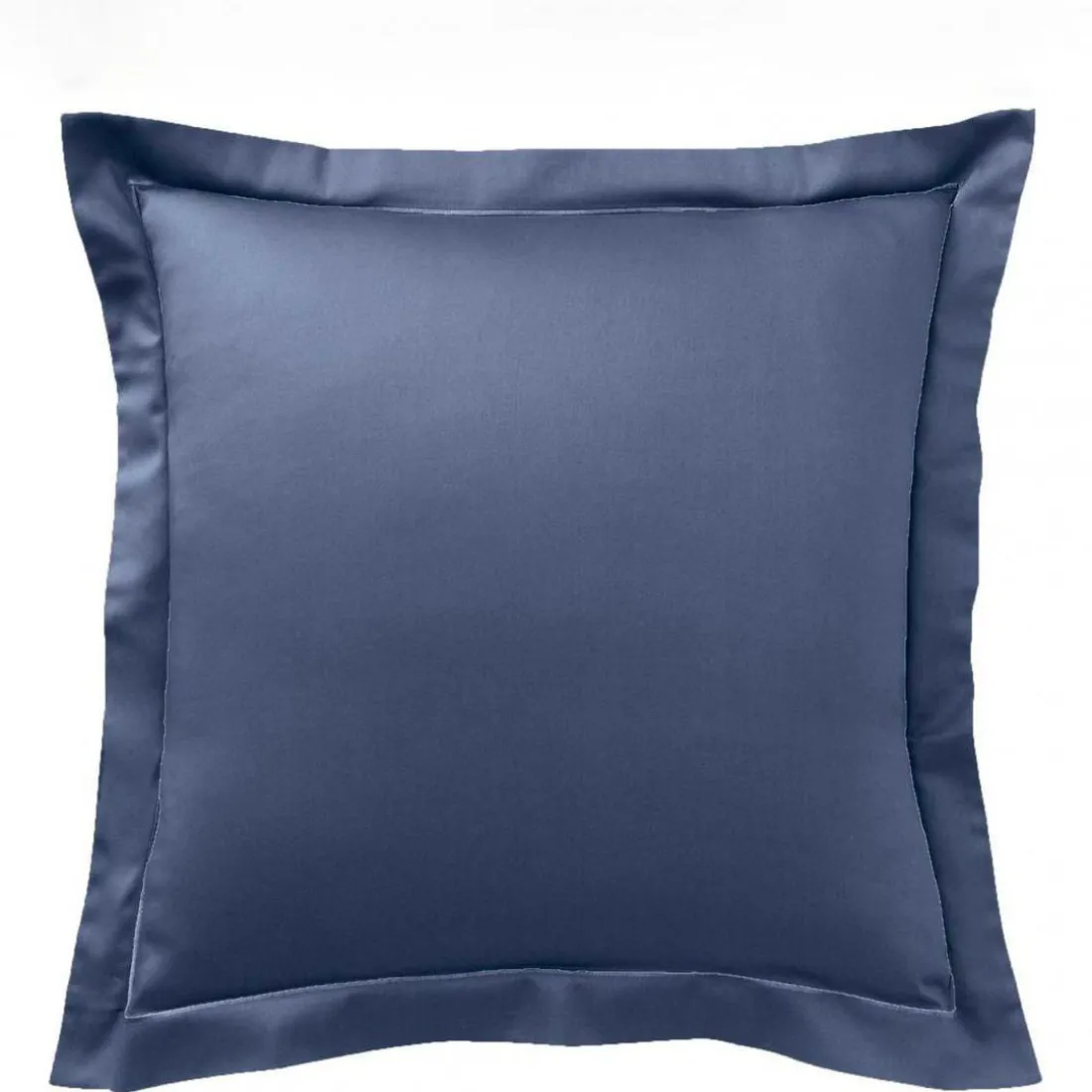 Taie d'oreiller satin de coton 2 faces uni / rayé TERTIO® - bleu indigo