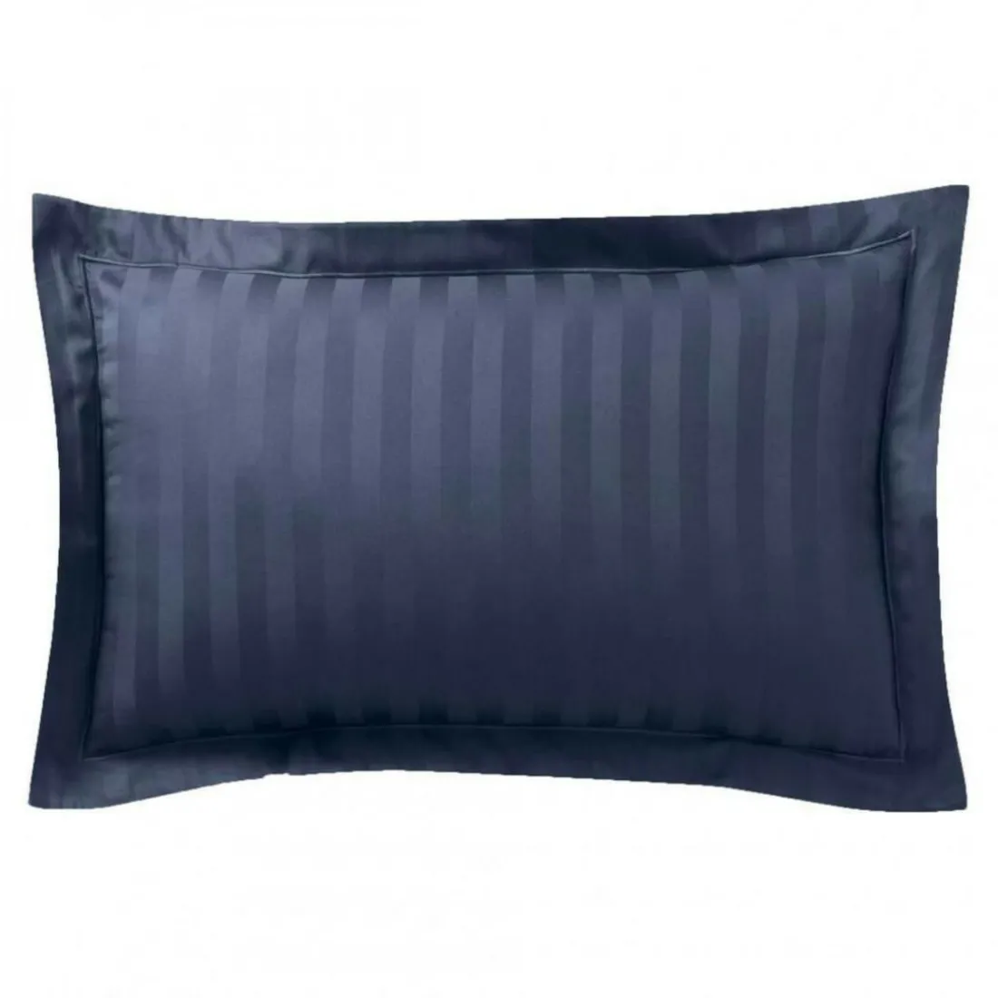 Taie d'oreiller satin de coton 2 faces uni / rayé TERTIO® - bleu indigo