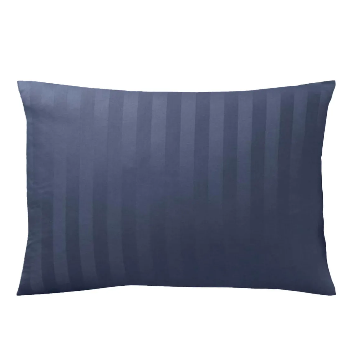 Taie d'oreiller satin de coton 2 faces uni / rayé TERTIO® - bleu indigo