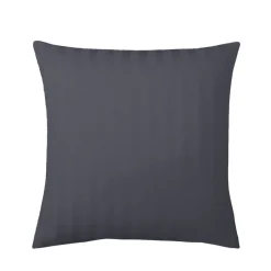 Taie d'oreiller satin de coton 2 faces uni / rayé TERTIO® - Gris Anthracite