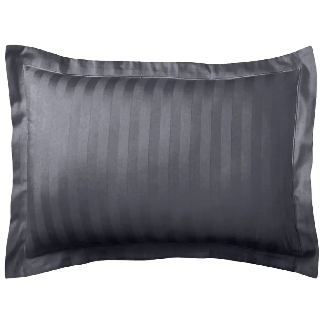 Taie d'oreiller satin de coton 2 faces uni / rayé TERTIO® - Gris Anthracite