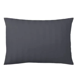 Taie d'oreiller satin de coton 2 faces uni / rayé TERTIO® - Gris Anthracite