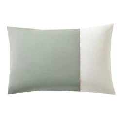 Taie d'oreiller, taie de traversin percale Bicolore DUO vert Sauge