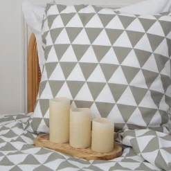 Taie d'oreiller, taie de traversin en coton LORENZ - Gris/Blanc