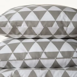 Taie d'oreiller, taie de traversin en coton LORENZ - Gris/Blanc