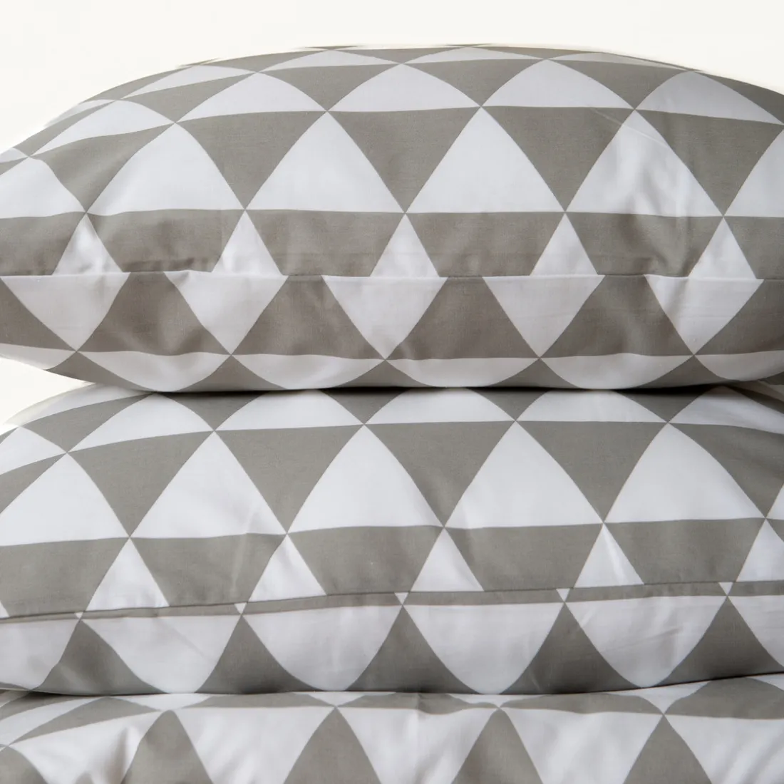Taie d'oreiller, taie de traversin en coton LORENZ - Gris/Blanc
