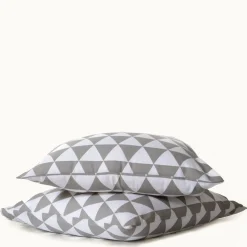 Taie d'oreiller, taie de traversin en coton LORENZ - Gris/Blanc