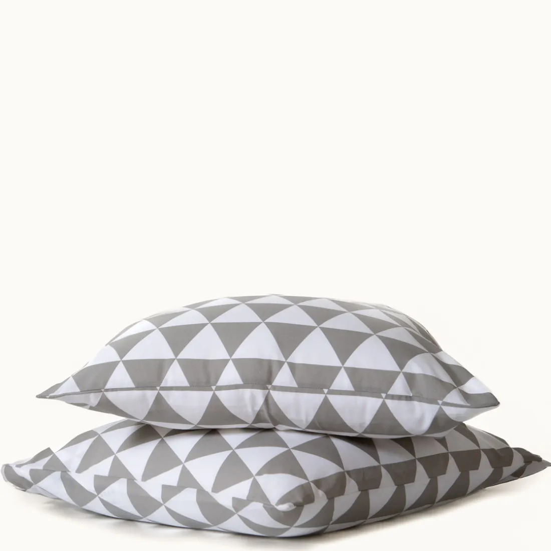 Taie d'oreiller, taie de traversin en coton LORENZ - Gris/Blanc