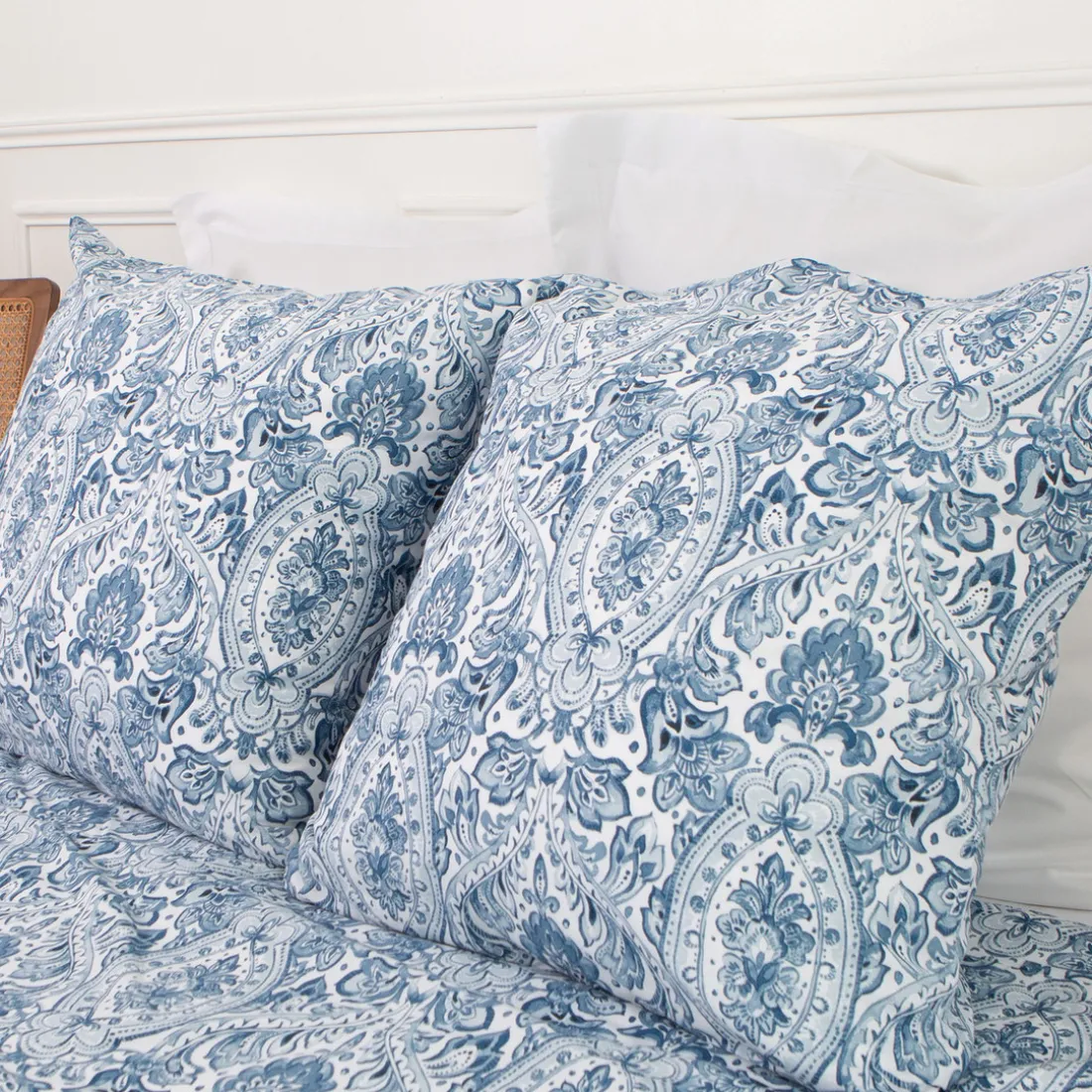 Taie d'oreiller, taie de traversin en coton MISTRY - Bleu