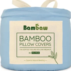 Taies d'Oreiller en Bambou - Bleu clair