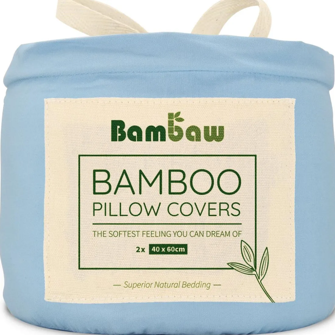 Taies d'Oreiller en Bambou - Bleu clair