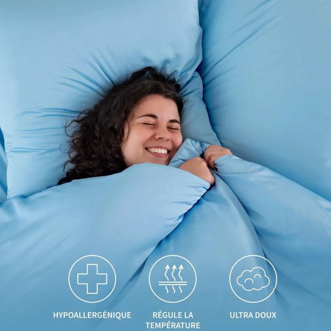 Taies d'Oreiller en Bambou - Bleu clair