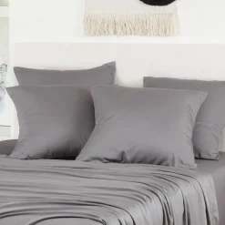 Taies d'Oreiller en Bambou - Gris Foncé