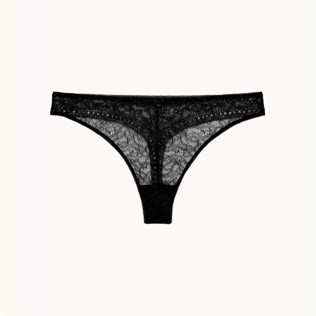 Tanga à motifs fleuris - Noir