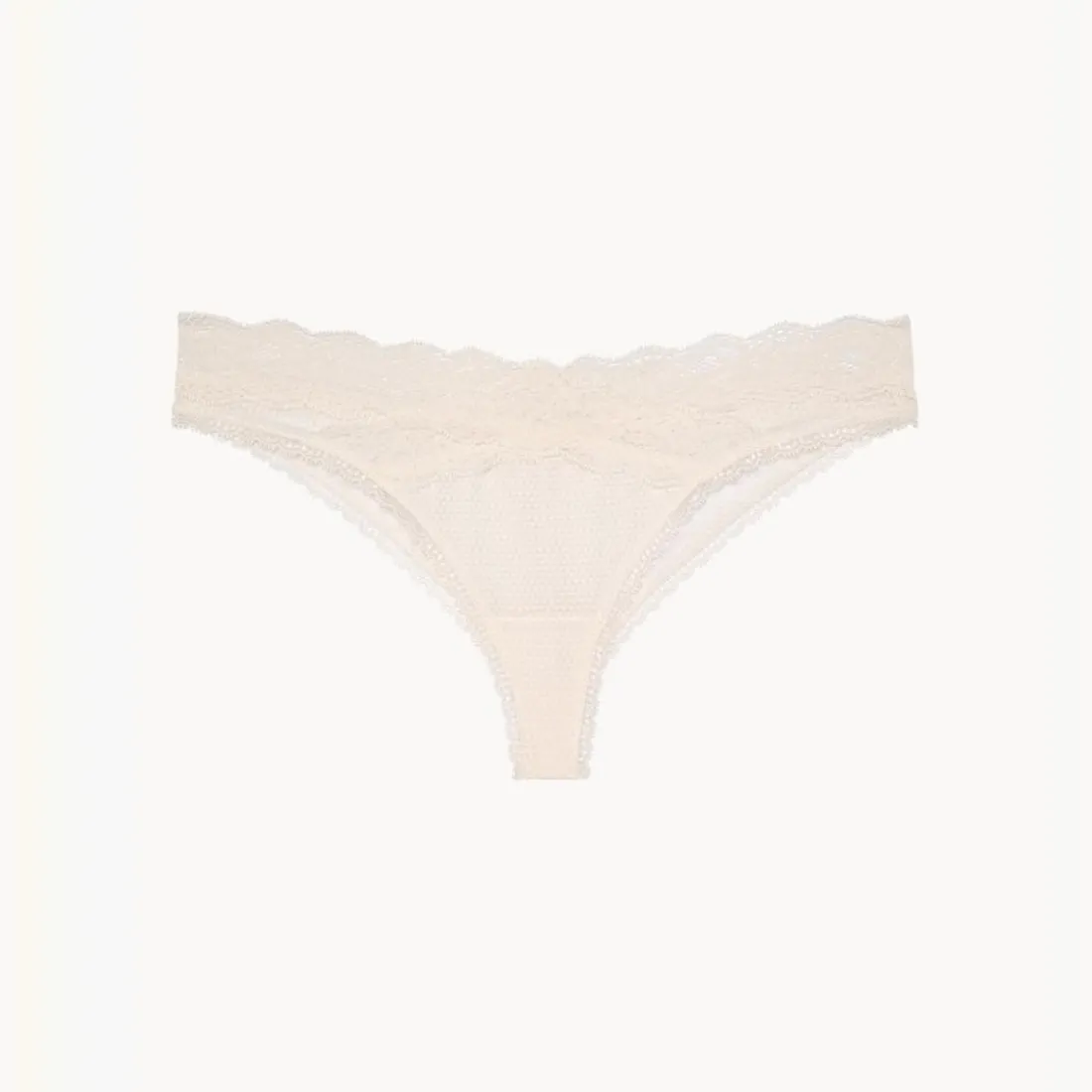 Tanga dentelle florale - Beige