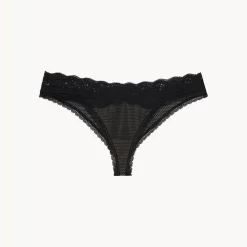 Tanga dentelle florale - Noir