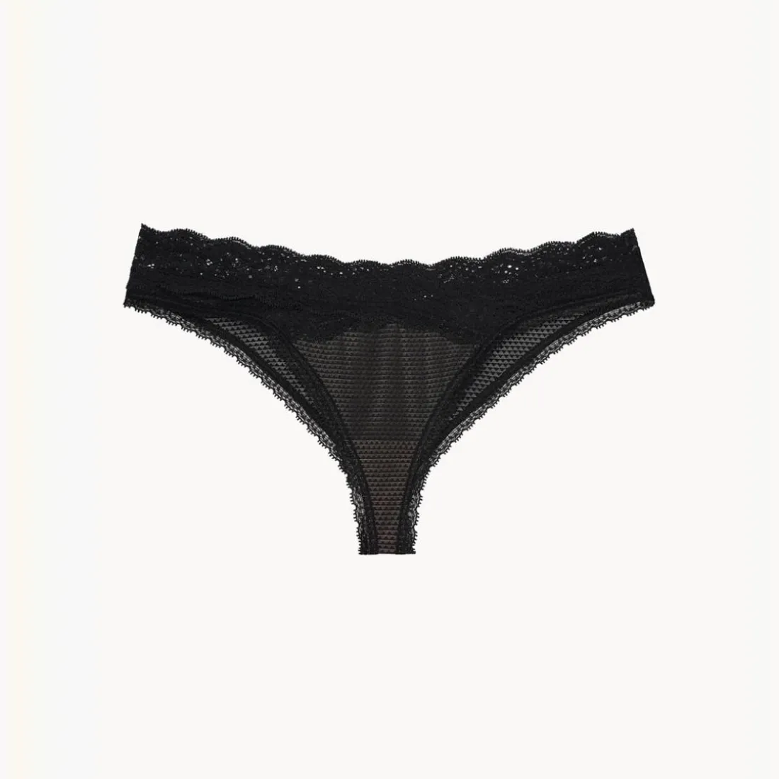 Tanga dentelle florale - Noir