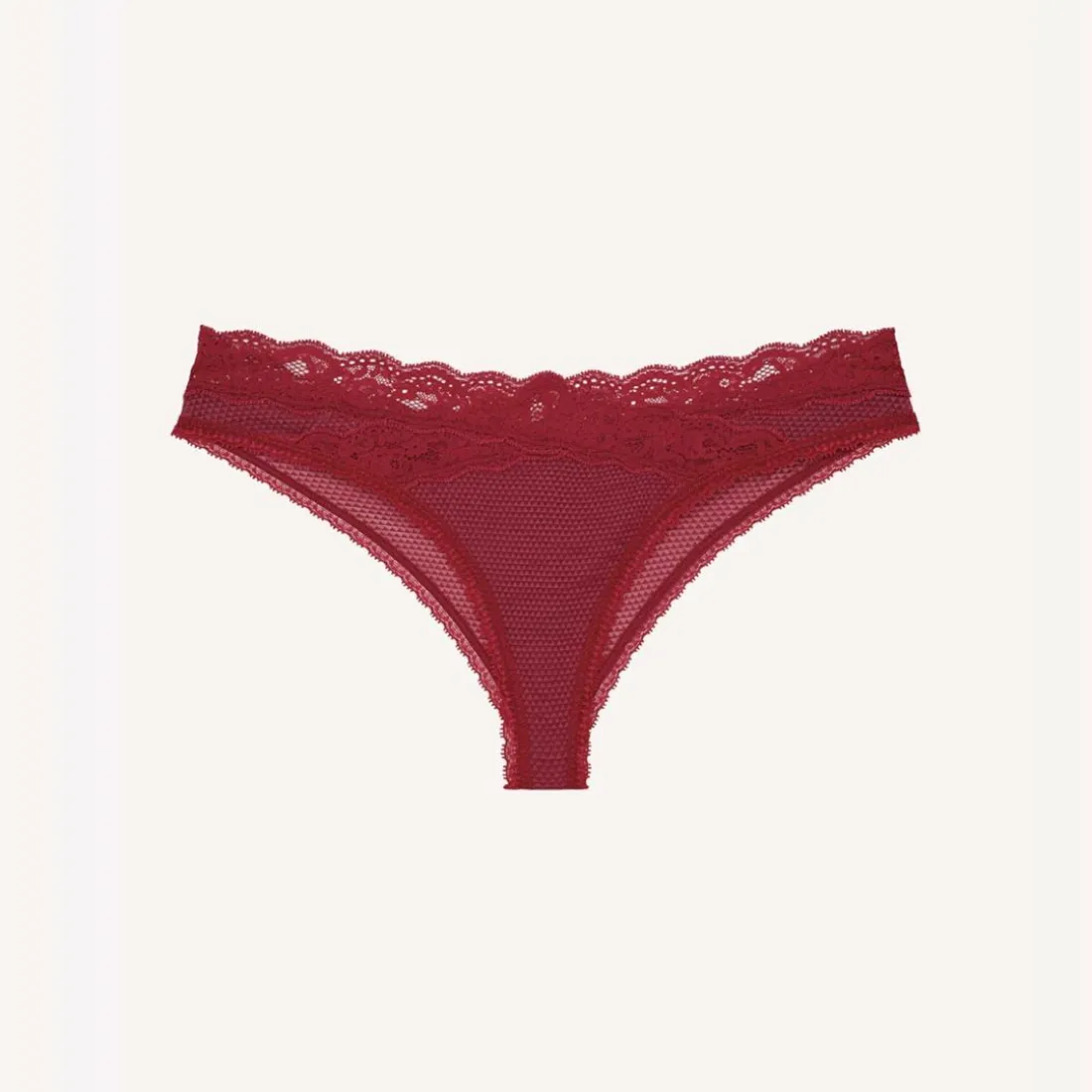 Tanga dentelle florale - Rouge