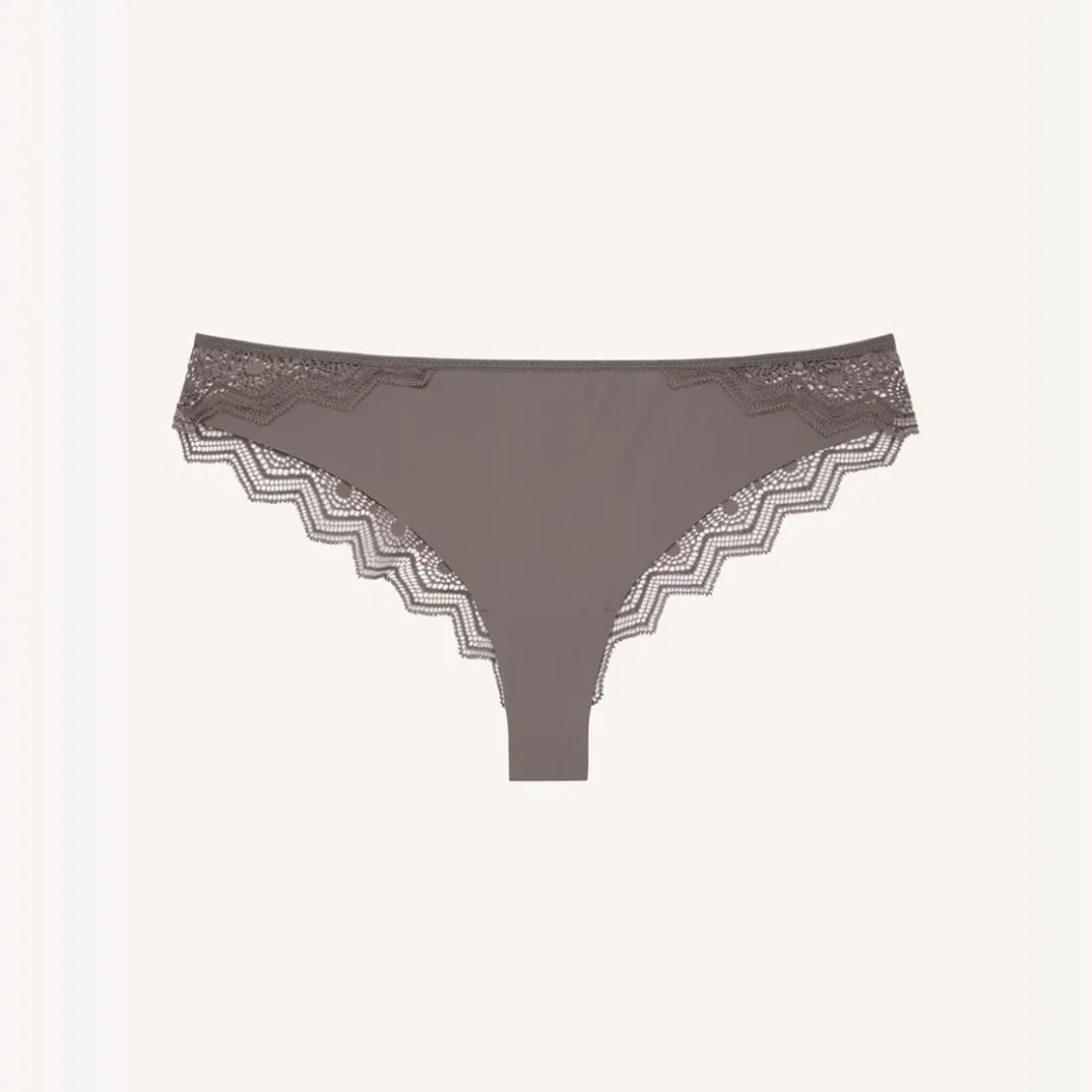 Tanga dos en dentelle - Gris