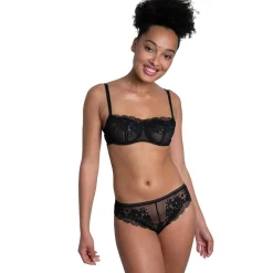 Tanga en dentelle - Noir