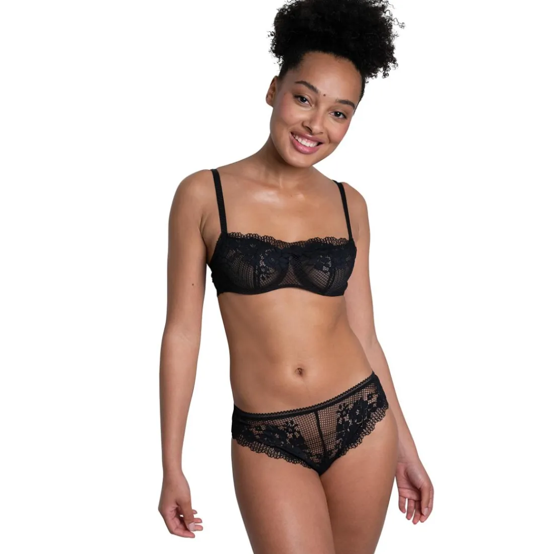 Tanga en dentelle - Noir