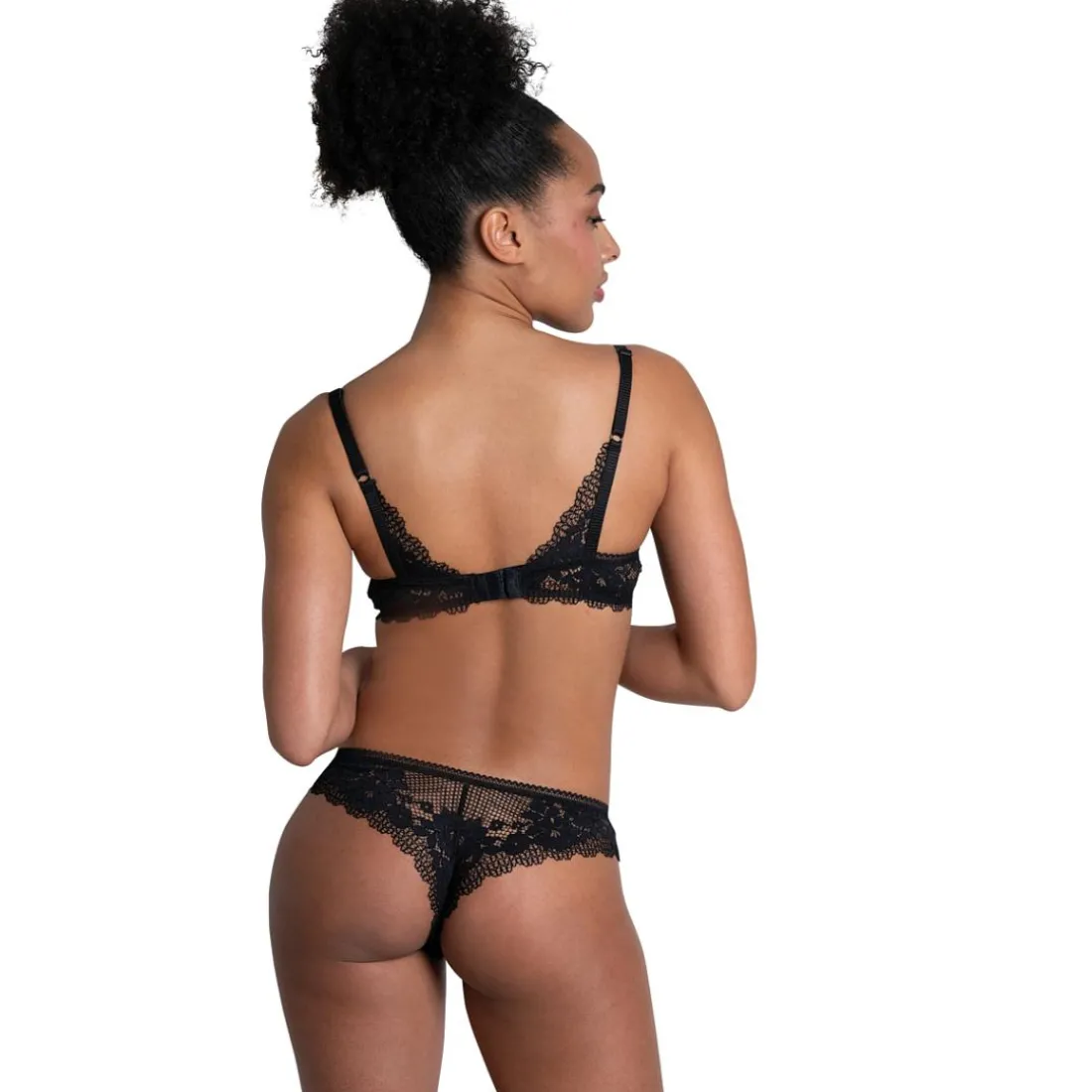 Tanga en dentelle - Noir