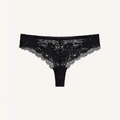 Tanga en dentelle - Noir
