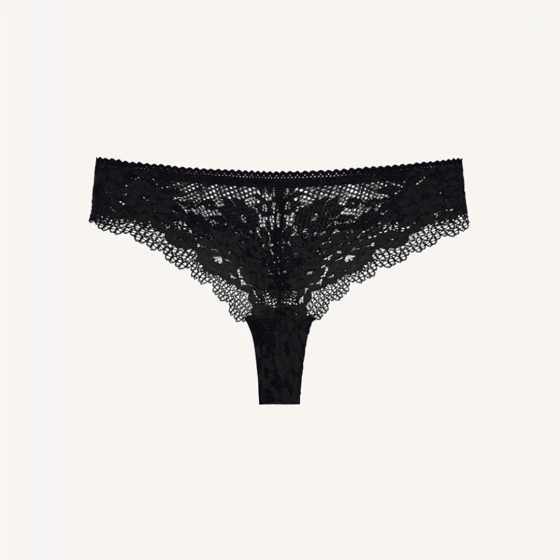 Tanga en dentelle - Noir