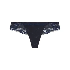 Tanga en dentelle bleu saphir