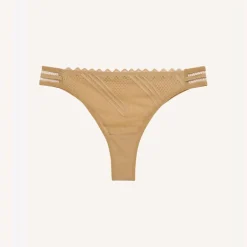 Tanga en dentelle graphique - Toffee marron