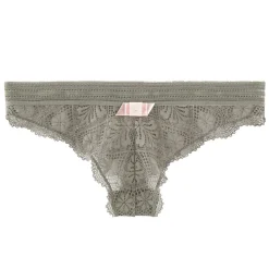 Tanga kaki Love Power POMM'POIRE - kaki en dentelle