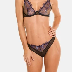 Tanga noir/violet Amants