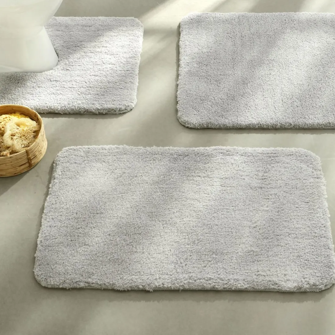 Tapis contour WC UNIMICRO microfibre luxe gris galet