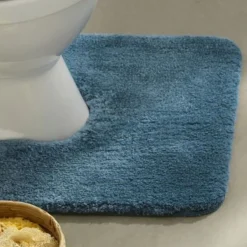 Tapis contour WC UNIMICRO microfibre luxe bleu tempête