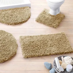 Tapis de bain confort en coton longues mèches 1500g/m² - taupe