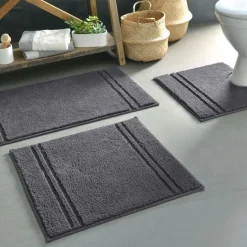 Tapis de bain, contour WC en coton LIGNUS gris Anthracite