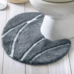 Tapis de bain contour WC en polyester 50x45 PIERRE gris