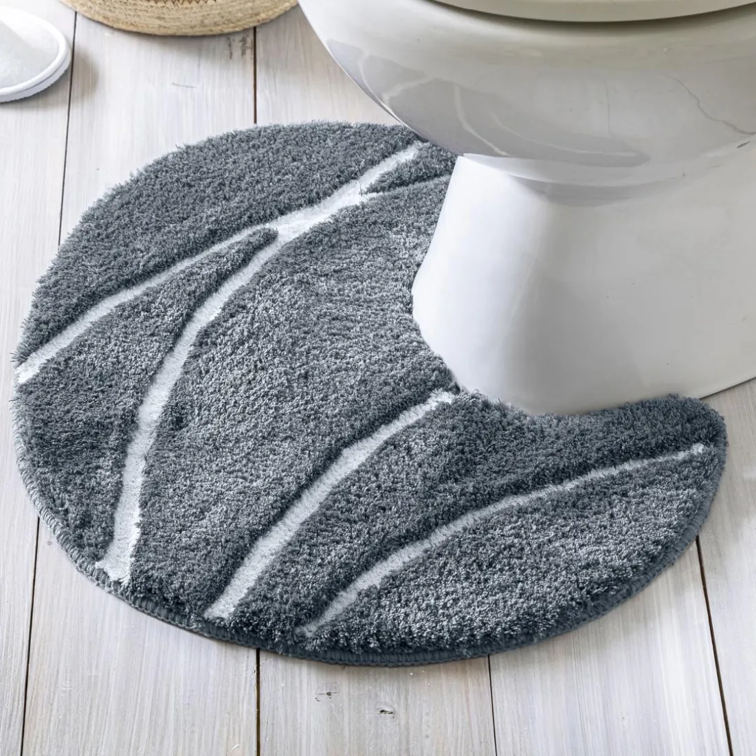 Tapis de bain contour WC en polyester 50x45 PIERRE gris