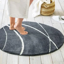 Tapis de bain contour WC en polyester 50x45 PIERRE gris