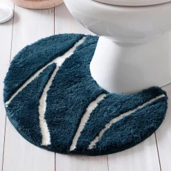 Tapis de bain contour WC en polyester 50x45 PIERRE bleu