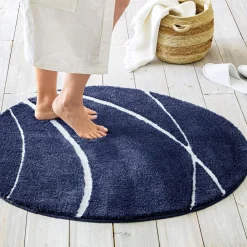 Tapis de bain contour WC en polyester 50x45 PIERRE bleu