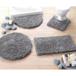 Tapis de bain coton longues mèches 1500g/m2 - Gris