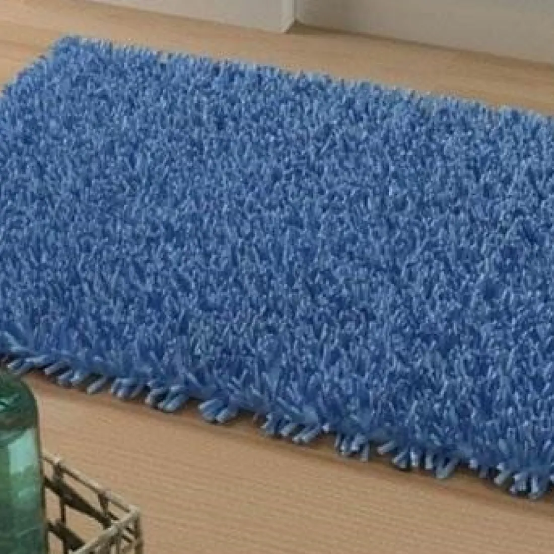 Tapis de bain coton longues mèches 1500gm2 - Bleu