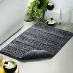 Tapis de bain coton épais double face gris LUIS
