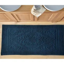 Tapis de bain décor jacquard 1500g/m2 - Bleu Marine