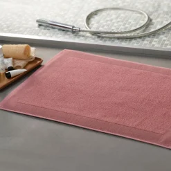 Tapis de bain en coton modal CAROLINE doux et absorbant bois de rose
