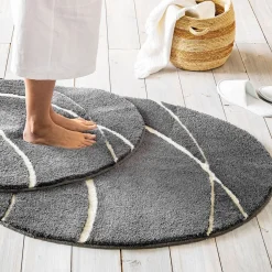 Tapis de bain en polyester PIERRE gris