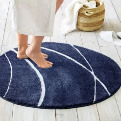 Tapis de bain en polyester PIERRE bleu