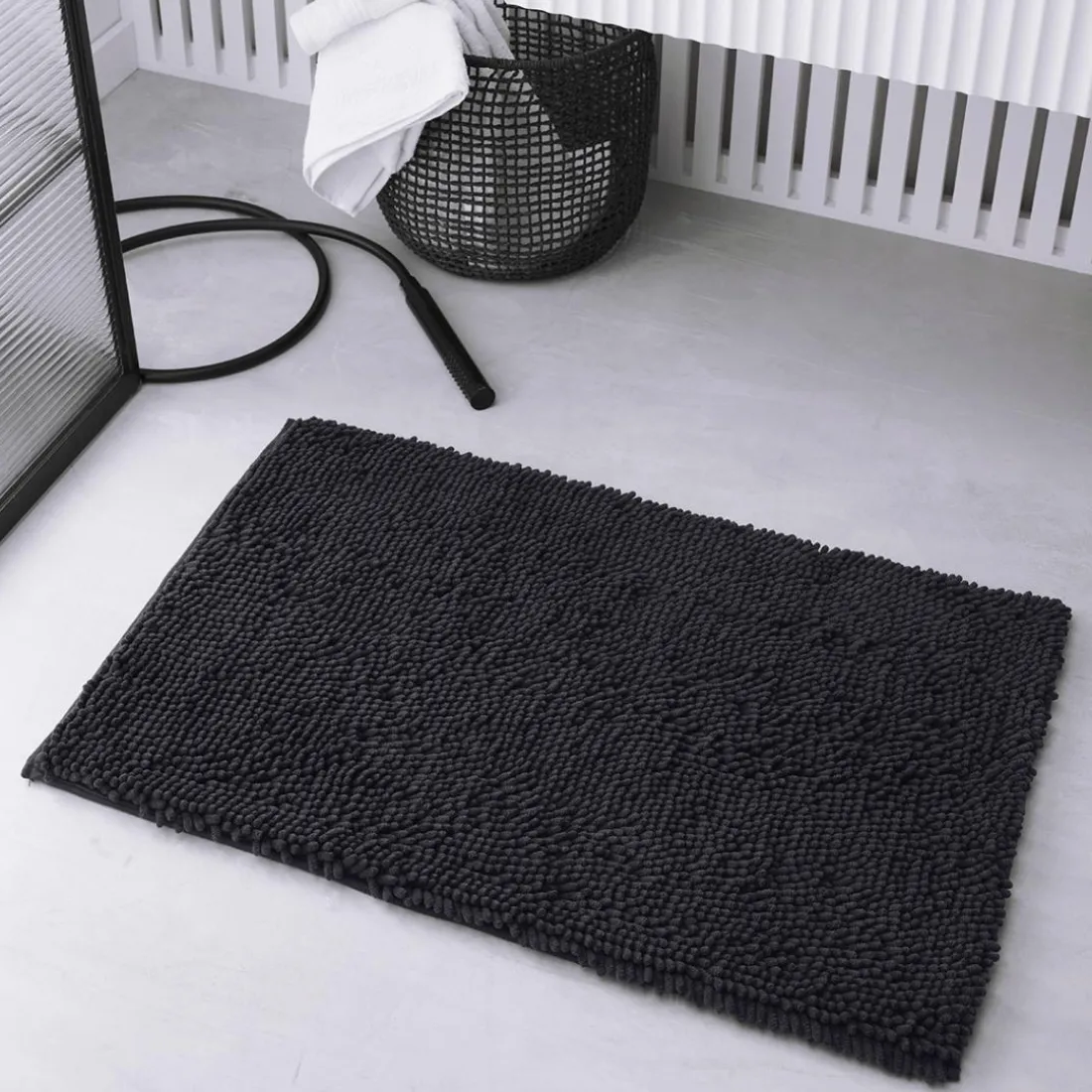 Tapis de Bain Meche 80 x 50 Polyester TODAY Essential Fusain